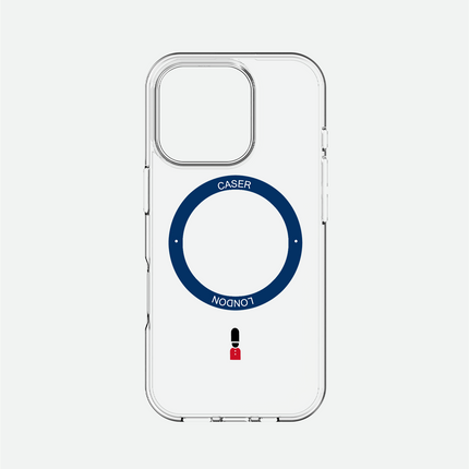 Slim Clear iPhone 16 Pro Max Case with Royal Blue MagSafe Ring - King's Guard | The Iconic Case