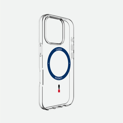 Slim Clear iPhone 16 Case with Royal Blue MagSafe Ring - King's Guard | The Iconic Case