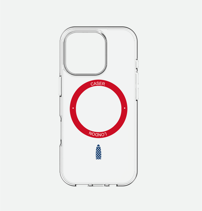 Slim Clear iPhone 16 Case with Red MagSafe Ring - Gherkin Icon | The Iconic Case