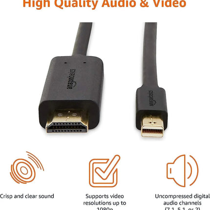 Mini DisplayPort to HDMI Cable Works With MacBook, MS Surface Dock 0.9m/3ft