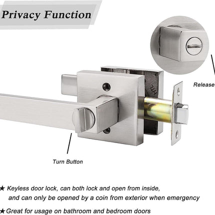 Interior Privacy Door Lever Brushed Nickel Square Handle Bathroom Bedroom Probrico