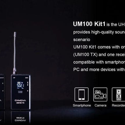 Maplin CKMOVA UM100 UHF Wireless Microphone Kit with 1x Transmitter & 1x Receiver