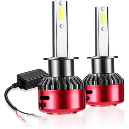 H1 LED Headlight Bulbs 55W 9000LM 6000K Car Fog High Beam Pair Kairiyard