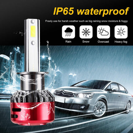 H1 LED Headlight Bulbs 55W 9000LM 6000K Car Fog High Beam Pair Kairiyard