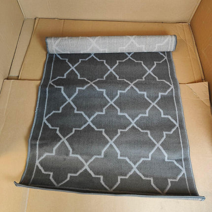 Living Room RUG Short Pile Bordered 80x150cm Silver HomeArt