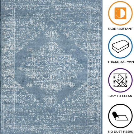 HomeArt Living Room RUG - Short Pile, Bordered, Dark Blue, 60x110cm
