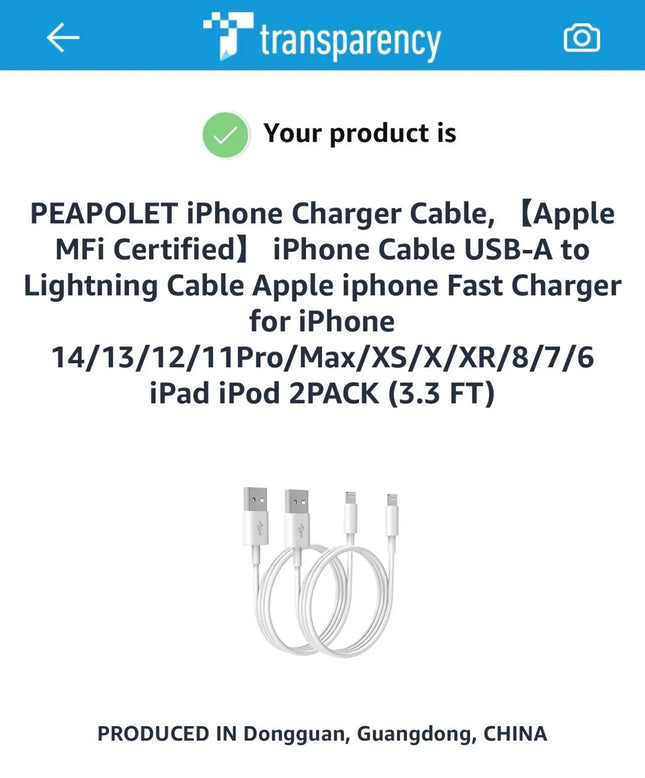 Premium iPhone USB-A to Lightning Charging Cable MFi Certified 1m Each 2 Pack