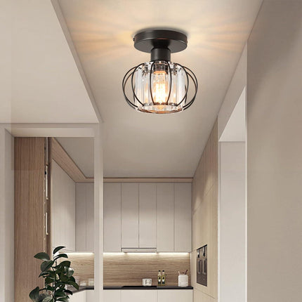Crystal Ceiling Light Minimalist Vintage Retro E27 Chandelier 15x17cm