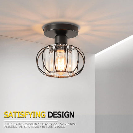 Crystal Ceiling Light Minimalist Vintage Retro E27 Chandelier 15x17cm