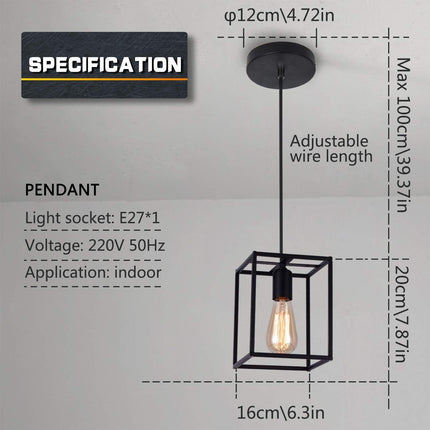 Pendant Light Vintage Retro Ceiling Lamp Industrial Black Metal Lamp