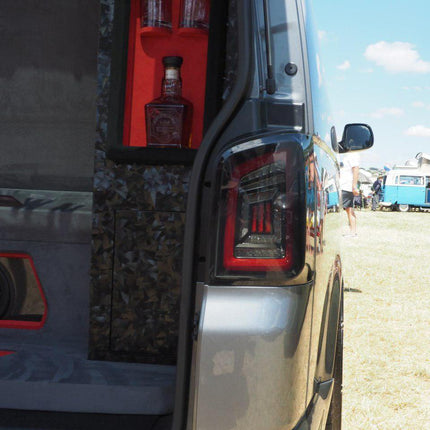For VW T5.1 Transporter MK3.1 Tailgate LED Rear Lights Smoked Full Frame Light Bar – Van-X