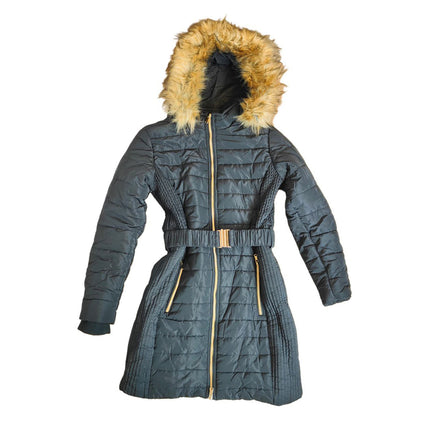 Womens Long Winter Coat Warm Padded Jacket Windproof Faux Fur Hood Size S Wantdo