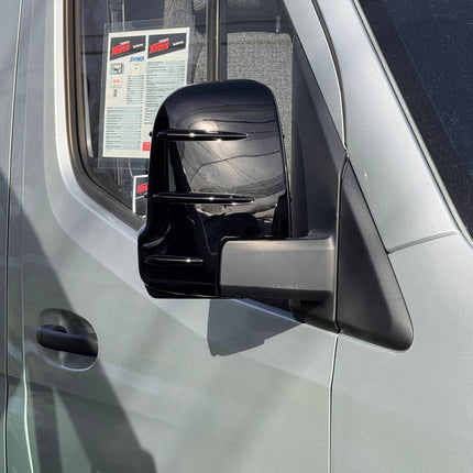 For Mercedes Sprinter Dodge 907 Wing Mirror Covers with Indicator - Gloss Black (Set of 2) - Replacement Caps for 907 Models