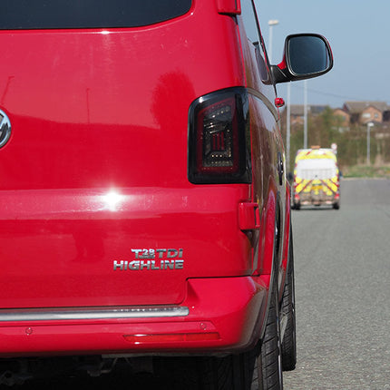 For VW T6 Transporter (2015–2020) Barndoor Smoked Full Frame LED Rear Lights – Van-X