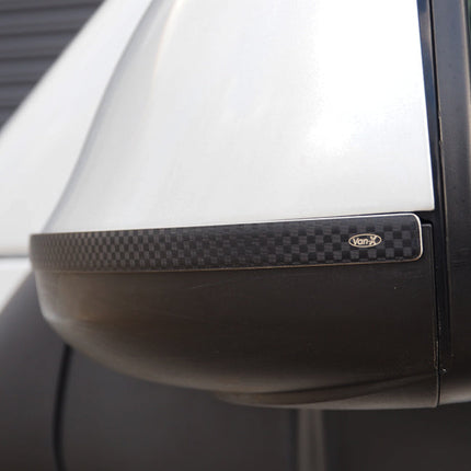 For VW T5.1 Transporter Wing Mirror Trims – Stainless Steel Carbon Film Covers | Van-X