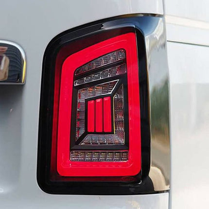 For VW T5 Transporter MK3.1 Van Barndoor LED Rear Lights – Full Frame Clear LED Light Bar | Van-X