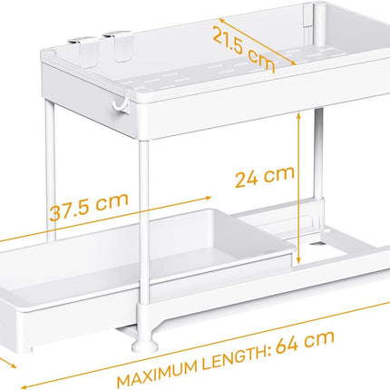 Under Cabinet Slide Out Storage Drawer 2 Tier Under Sink Organizer Kitchen Ronlap