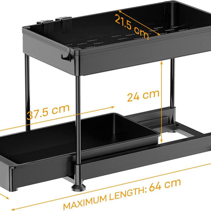 Under Cabinet Slide Out Storage Drawer 2 Tier Under Sink Organizer Kitchen Ronlap
