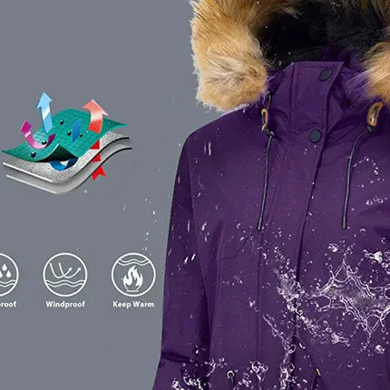 Womens Jacket Waterproof Winter Coat Ski Snowboarding Size L Wantdo