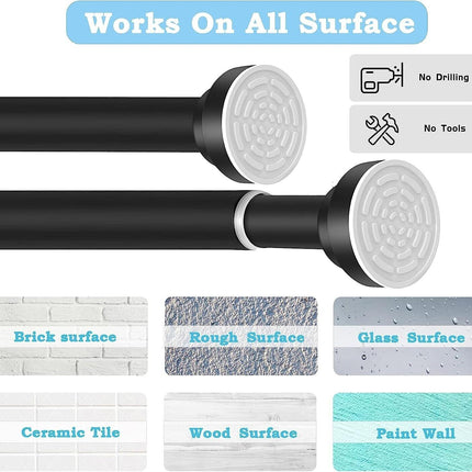 Shower Curtain Rod Tension Extendable 2PCS No Drill No Rust 70.5-120cm