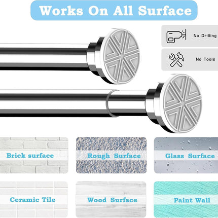 Shower Curtain Rod Stainless Steel No Drill Extendable 50-80cm 25mm Aiitomg