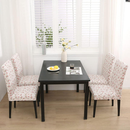 Pink Floral Stretch Chair Covers, Spandex Slipcovers for Dining Chairs (4 Pack)