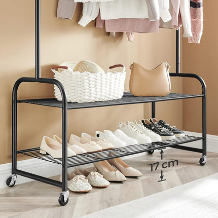 SONGMICS Clothes Rail, Coat Stand Rack Black with 2 Hooks