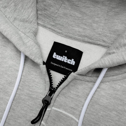 Twitch Zip Up Hoodie Gray, Full-Zip Hooded Sweatshirt, Top Hoodie